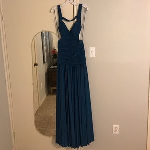 NWOT Teal Blue Full Length Backless Dress